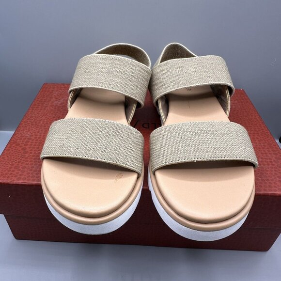 Donald Pliner Platform Sandal Linen Blend Natural Slip-On Women 8M - Picture 8 of 10